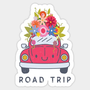 Happy Road Trip Floral Buggy Sticker